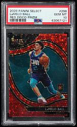 2020-2021 Panini Select Basketball #298 LaMelo Ball Rookie Red Disco Prizm PSA GEM MINT 10