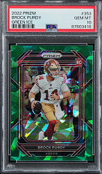 2022 Prizm Football #353 Brock Purdy Rookie Green Ice PSA GEM MINT 10