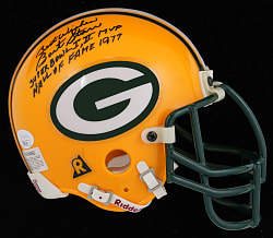 Gorgeous Bart Starr Signed & Multi-Inscribed Green Bay Packers Mini-Helmet with Full JSA LOA