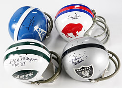 AFL Merger Signed Kra-Lite Full-Size Helmet Quartet with Blanda, Lamonica, Maynard & Shaw - Various Inscriptions