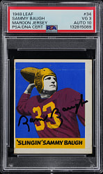 Signed 1948 Leaf Football #34 Sammy Baugh Rookie (Maroon Jersey) PSA VG 3 with GEM MINT 10 Autograph!