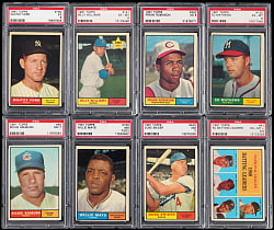 1961 Topps Hall of Fame PSA EX 5 to NM 7 Graded Collection (8) with Willie Mays