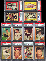 1962 Topps Green Tint Complete Set (87) with (12) PSA Graded - Clean!