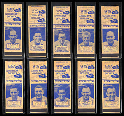 1949 Baltimore Colts AAFC Matchbook Covers Complete Set (10) with Y.A. Tittle Rookie