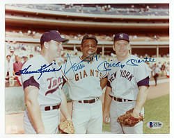 Harmon Killebrew, Willie Mays & Mickey Mantle Triple Signed 8x10 Photograph - Beckett Full LOA