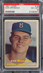 1957 Topps #18 Don Drysdale Rookie PSA EX-MT 6