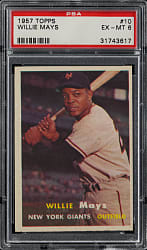 1957 Topps #10 Willie Mays PSA EX-MT 6