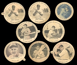 1938-1954 Dixie Lids Hall of Fame & Star Group (8) with 1938 Feller