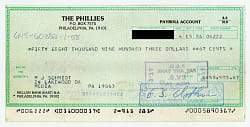 1986 Mike Schmidt Philadelphia Phillies Payroll Check
