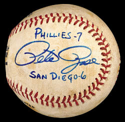 June 19th, 1982 Pete Rose Signed Career Hit #3,800 Game Used Commemorative Baseball with Full JSA & Provenance