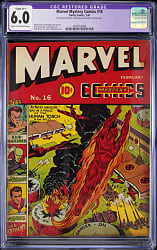 1941 Timely Comics Marvel Mystery Comics #16 with Schomburg Cover, Kirby Art and Vision Appearance- CGC 6.0 Restored