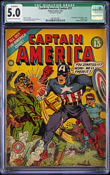 1942 Timely Comics Captain America Comics #13 Classic Cover, Remember Pearl Harbor Issue - CGC 5.0 Qualified