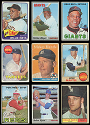 1958-1974 Topps/Fleer Hall of Fame & Star Collection (55) with (3) Aaron, (3) Mantle, (5) Mays & (5) Rose - Loaded!