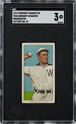 1909-1911 T206 White Border Germany Schaefer Washington Piedmont Factory 42 SGC VG 3