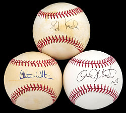 New York/New Jersey Politician Signed Baseball Trio with Christie, Koch, Whitman - All Individually Certified