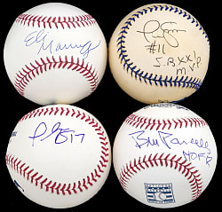 New York Giants Football Single-Signed Baseball Group (4) with Parcells, Simms, Burress & Eli Manning