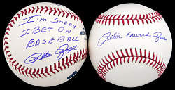 Pete Rose Single-Signed Baseball Pair with "Sorry I Bet..." & Full Name Inscriptions