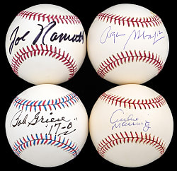 Hall of Fame / Star Quarterback Single-Signed Baseballs (4) with Namath, Staubach, Griese & Manning - All Individually Certified