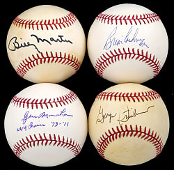 New York Yankees Single-Signed Tougher Baseballs (4) with Steinbrenner, Cashman, Martin & Monahan - All Individually Certified
