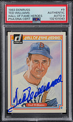 Signed 1983 Donruss Hall of Fame Heroes #9 Ted Williams PSA/DNA with "9" Auto