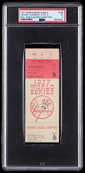 1977 World Series New York Yankees vs. Los Angeles Dodgers Game 6  Clincher Ticket Stub PSA VG 3 - Reggie Jackson 3 Home Runs!