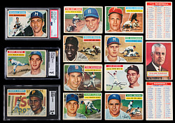 1956 Topps Partial Set (193/340) with Clemente, Koufax, Mays & Williams Plus (2) Unchecked Checklists