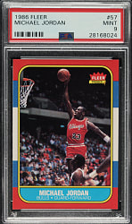 Lot # 4: 1986-1987 Fleer Basketball #57 Michael Jordan Rookie PSA MINT 9