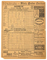 1899 Boston Beaneaters vs. New York Giants Scorecard with Collins, Duffy, Hamilton & Nichols (Winning Pitcher)