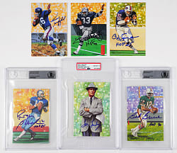 Signed Goal Line "Pro Football Hall of Fame Art Series" Collection (6) Including Landry PSA/DNA GEM MINT 10, Staubach, and Simpson - All Individually Certified!