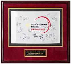 2013 Northwestern Mutual World Challenge Multi-Signed & Framed Flag with (17) Signatures Including Tiger Woods, Rory McIlroy, Bubba Watson - Full PSA LOA