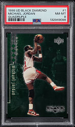 1998-1999 Upper Deck Black Diamond Basketball #1 Michael Jordan Quadruple #/150 PSA NM-MT 8