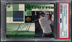 2002 Upper Deck Golf #TWAFF Tiger Woods Fairway Fabrics Certified Autograph/Shirt PSA EX-MT 6