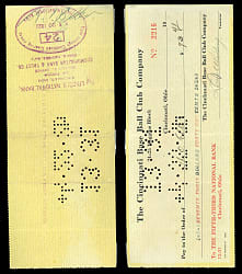 1920 Hod Eller Signed Cincinnati Reds Payroll Check - 1919 World Series Champ