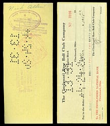 1920 Nick Allen Signed Cincinnati Reds Payroll Check - 1919 World Series Champ