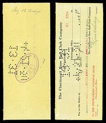 1920 Ivey Wingo Signed Cincinnati Reds Payroll Check - 1919 World Series Champ