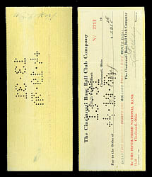 1920 Larry Kopf Signed Cincinnati Reds Payroll Check - 1919 World Series Champ