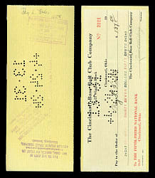 1920 Ray Fisher Cincinnati Reds Payroll Check - 1919 World Series Champion