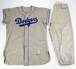 Circa 1955-1956 Brooklyn Dodgers Practice Uniform Jerseys (3) and Pants (3)