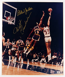 Wilt Chamberlain & Kareem Abdul-Jabbar Dual-Signed & Matted 16x20 - PSA/DNA