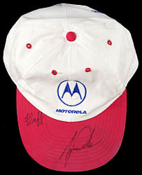 Tiger Woods & Mike "Fluff" Cowan Dual-Signed Hat with Full PSA/DNA LOA