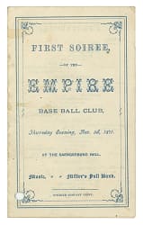 1870 Empire Base Ball Club First Soiree Program