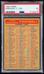 1956 Topps Football Checklist #1-120 PSA VG 3