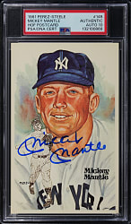 Signed 1981 Perez-Steele Hall of Fame Postcard #145 Mickey Mantle with PSA/DNA 10 Auto Grade!