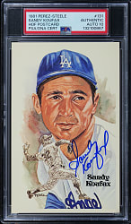 Signed 1981 Perez-Steele Hall of Fame Postcard #131 Sandy Koufax with PSA/DNA Auto 10 Grade!