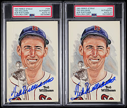 Signed 1981 Perez-Steele Hall of Fame Postcard PSA Graded Ted Williams Pair - Both PSA/DNA Auto 10 Grades!