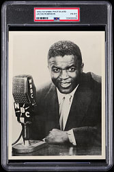1950-1959 WNBC Photocard Jackie Robinson Jumbo Postcard PSA VG-EX 4