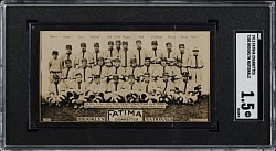 1913 T200 Fatima Cigarettes Brooklyn Nationals Team Card with Casey Stengel & Zack Wheat SGC FAIR 1.5