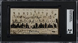 1913 T200 Fatima Cigarettes New York Nationals Team Card with Marquard, Mathewson, McGraw & Thorpe SGC GOOD 2