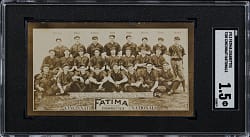 1913 T200 Fatima Cigarettes Cincinnati Nationals Team Card with Mordecai Brown & Joe Tinker SGC FAIR 1.5