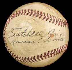 Satchel Paige Single-Signed Baseball with "Kansas City, Mo." Inscription - JSA